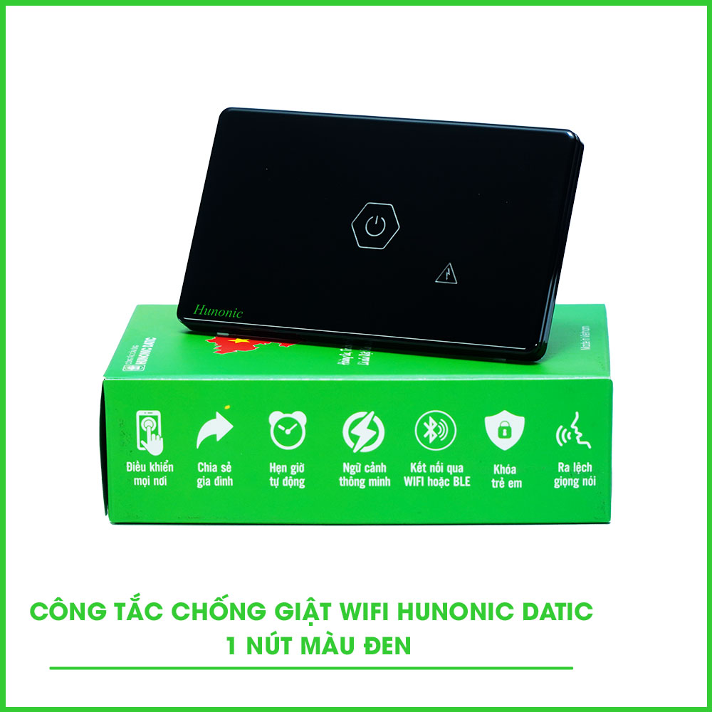 Công Tắc Chống Giật Wifi Hunonic Datic Màu Đen